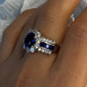 925 Sterling Silver Sapphire & Beryl Flower Ring Size 7.5
