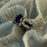 925 Sterling Silver Sapphire & Beryl Flower Ring Size 7.5