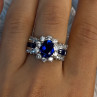 925 Sterling Silver Sapphire & Beryl Flower Ring Size 7.5