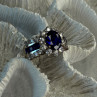 925 Sterling Silver Sapphire & Beryl Flower Ring Size 7.5