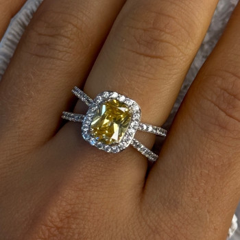 925 Sterling Silver Citrine & Beryl Ring Size 8