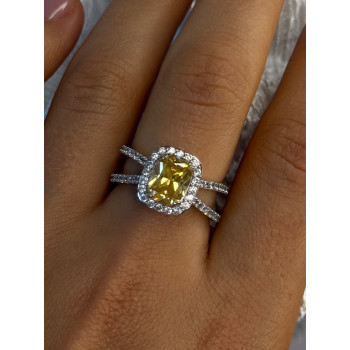 925 Sterling Silver Citrine & Beryl Ring Size 8