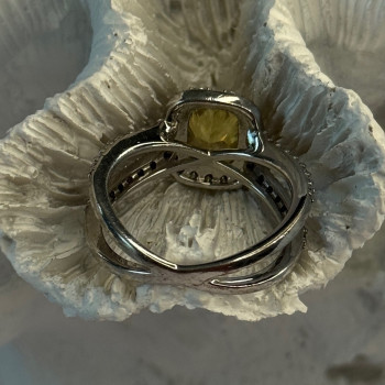 925 Sterling Silver Citrine & Beryl Ring Size 8