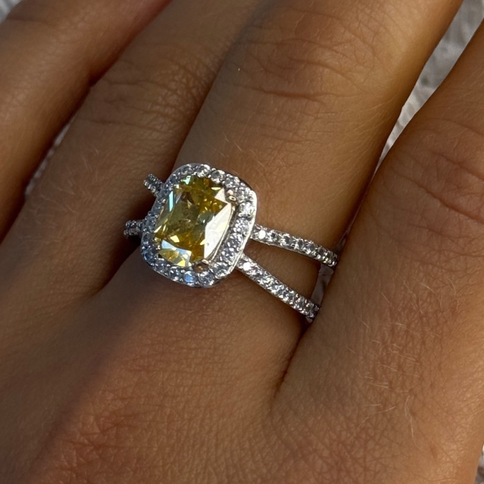 925 Sterling Silver Citrine & Beryl Ring Size 8