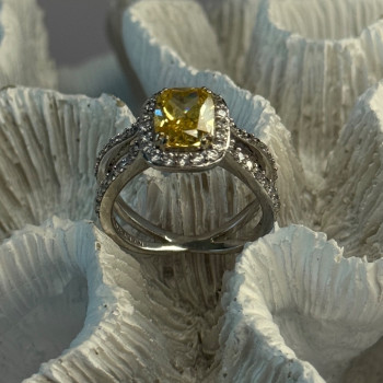 925 Sterling Silver Citrine & Beryl Ring Size 8