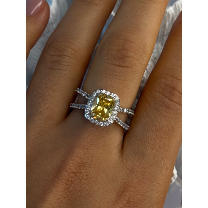 925 Sterling Silver Citrine & Beryl Ring Size 8