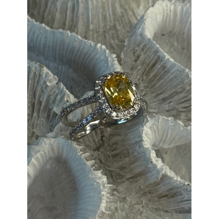 925 Sterling Silver Citrine & Beryl Ring Size 8
