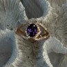 Rose Gold Plated 925 Sterling Silver Amethyst & Cz Ring Size 6