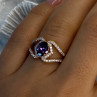 Rose Gold Plated 925 Sterling Silver Amethyst & Cz Ring Size 6