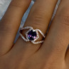 Rose Gold Plated 925 Sterling Silver Amethyst & Cz Ring Size 6