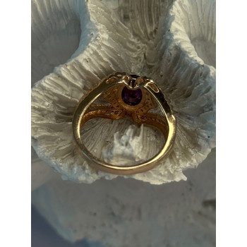 Rose Gold Plated 925 Sterling Silver Amethyst & Cz Ring Size 6