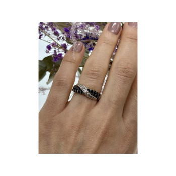 925 Sterling Silver Black & White Tourmaline 