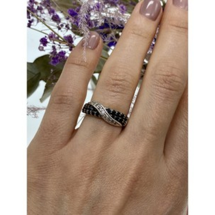 925 Sterling Silver Black & White Tourmaline 