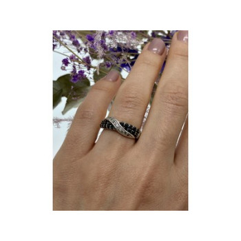 925 Sterling Silver Black & White Tourmaline 