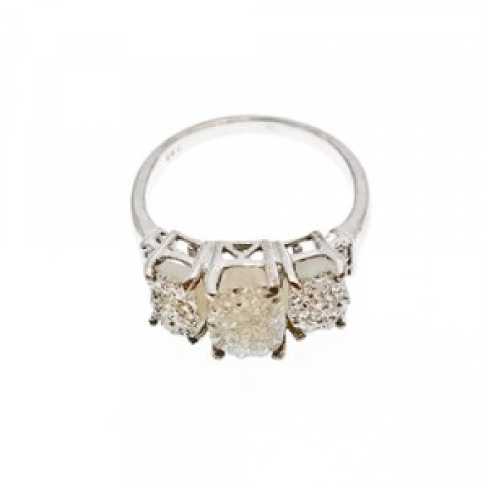 925 Sterling Silver Raw Uncut Diamonds Cluster Stones Set Ring Size 7