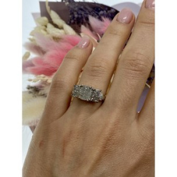 925 Sterling Silver Raw Uncut Diamonds Cluster Stones Set Ring Size 7