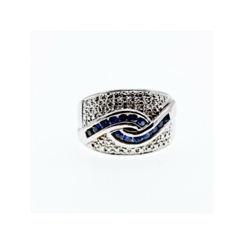 925 Sterling Silver Sapphires Ring Size 11.75