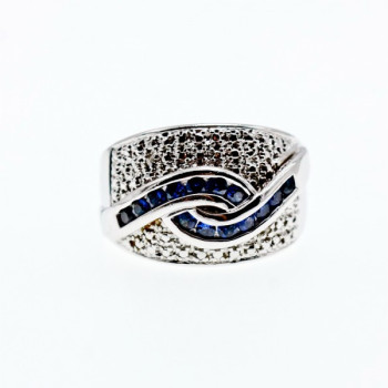 925 Sterling Silver Sapphires Ring Size 11.75