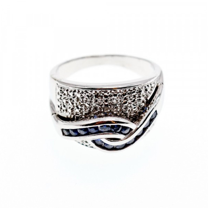 925 Sterling Silver Sapphires Ring Size 11.75