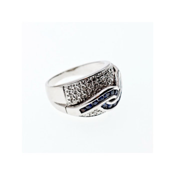 925 Sterling Silver Sapphires Ring Size 11.75