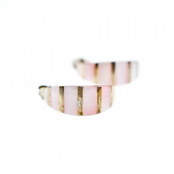 925 Sterling Silver Gold Plated Pink Mother Of Pearl Stud Earrings