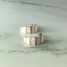 925 Sterling Silver Gold Plated Pink Mother Of Pearl Stud Earrings