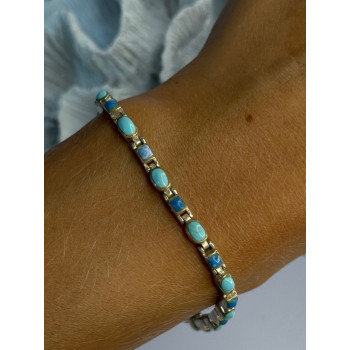 Beautiful 925 Sterling Silver Turquoise Bracelet Length 7