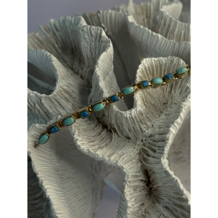 Beautiful 925 Sterling Silver Turquoise Bracelet Length 7