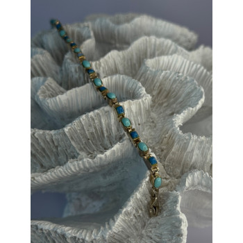 Beautiful 925 Sterling Silver Turquoise Bracelet Length 7