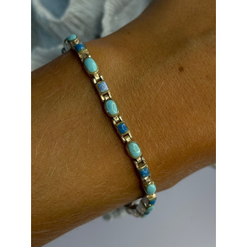 Beautiful 925 Sterling Silver Turquoise Bracelet Length 7