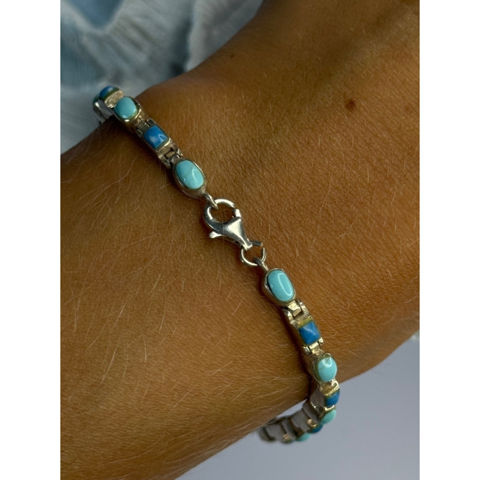 Beautiful 925 Sterling Silver Turquoise Bracelet Length 7