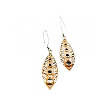 Vintage 925 Sterling Silver Black Agate Earrings