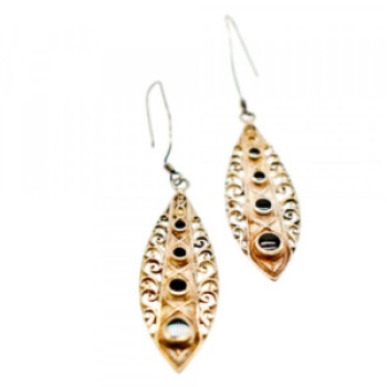 Vintage 925 Sterling Silver Black Agate Earrings