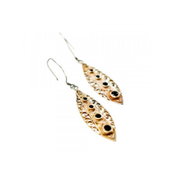 Vintage 925 Sterling Silver Black Agate Earrings