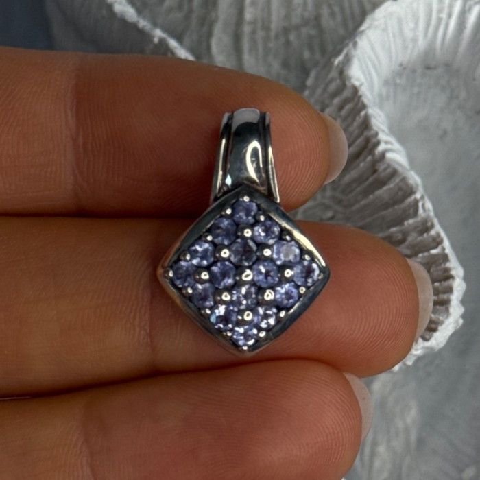 925 Sterling Silver Tanzanite Pendant Length 0.90 Inch