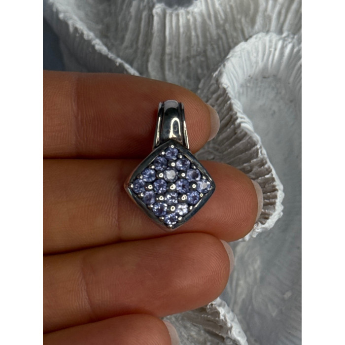 925 Sterling Silver Tanzanite Pendant Length 0.90 Inch