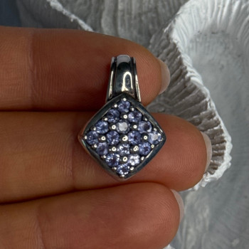 925 Sterling Silver Tanzanite Pendant Length 0.90 Inch