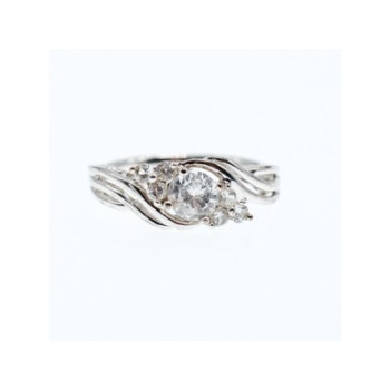 925 Sterling Silver White Topaz Ring Size 7