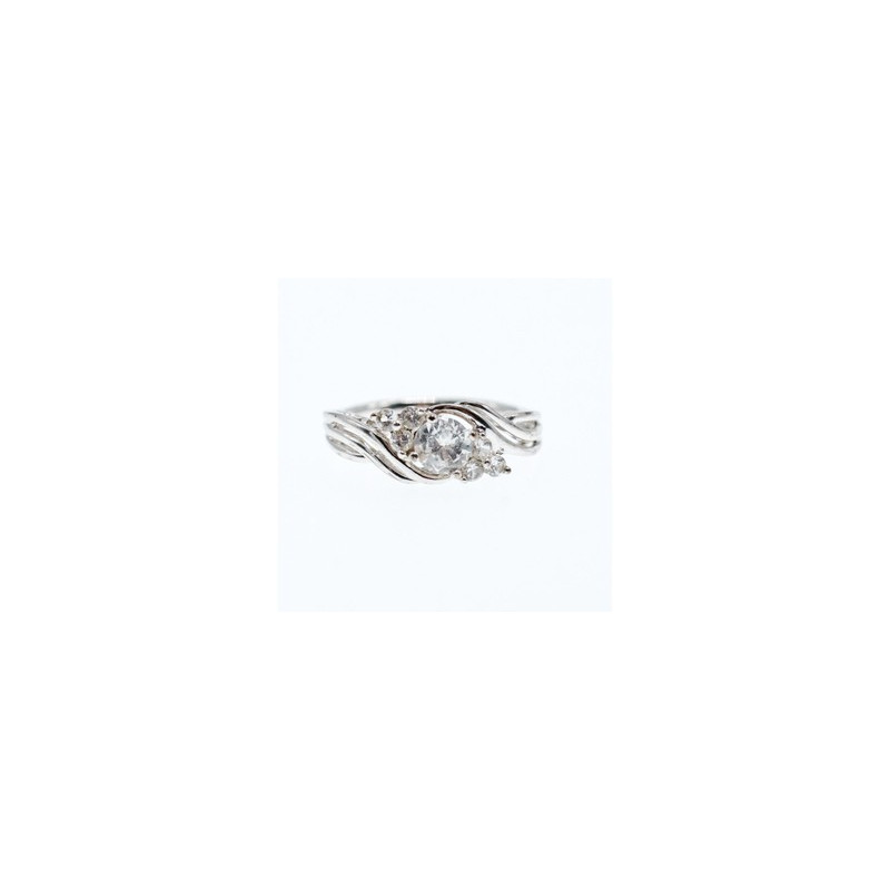 925 Sterling Silver White Topaz Ring Size 7