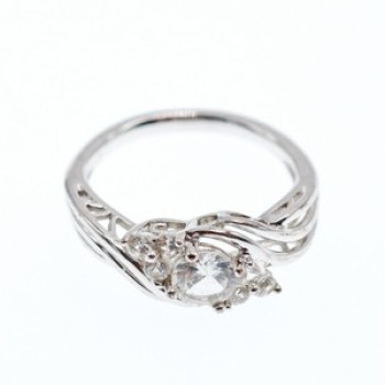 925 Sterling Silver White Topaz Ring Size 7