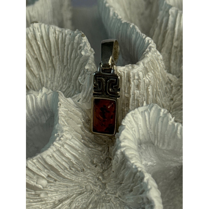 Vintage 925 Sterling Silver Amber Pendant Length 1.10 Inch