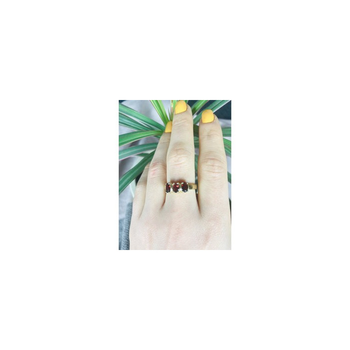 Gold Plated Ring With Garnet Size 7