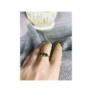 Gold Plated Ring With Garnet Size 7