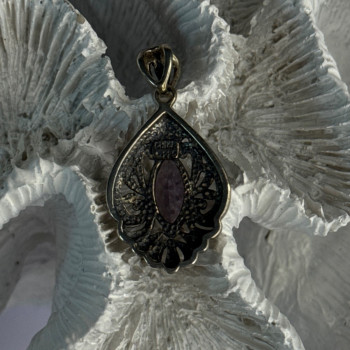 Classy 925 Sterling Silver Amethyst Pendant Length 1.20 Inch