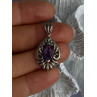 Classy 925 Sterling Silver Amethyst Pendant Length 1.20 Inch