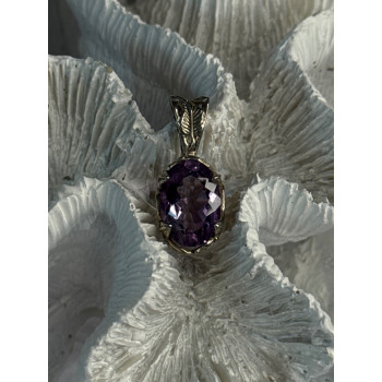 Elegant 925 Sterling Silver Amethyst Pendant Length 1 Inch