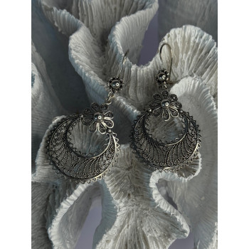 Vintage 925 Sterling Silver Designer Dgs Turkey Flower Filigree Length 2.30 Inch