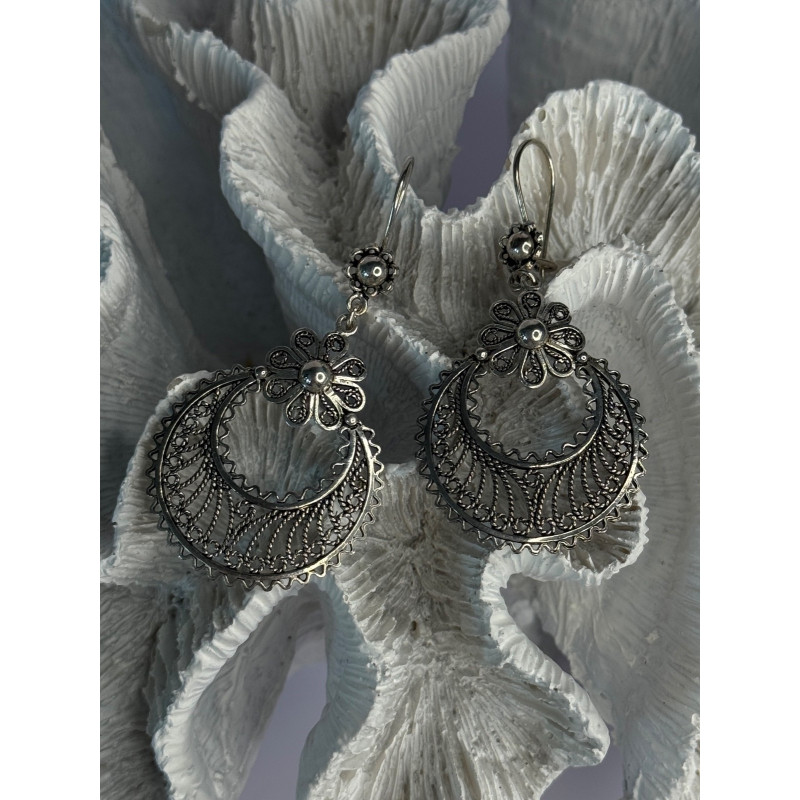 Vintage 925 Sterling Silver Designer Dgs Turkey Flower Filigree Length 2.30 Inch