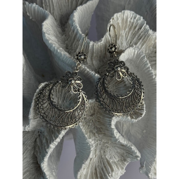 Vintage 925 Sterling Silver Designer Dgs Turkey Flower Filigree Length 2.30 Inch