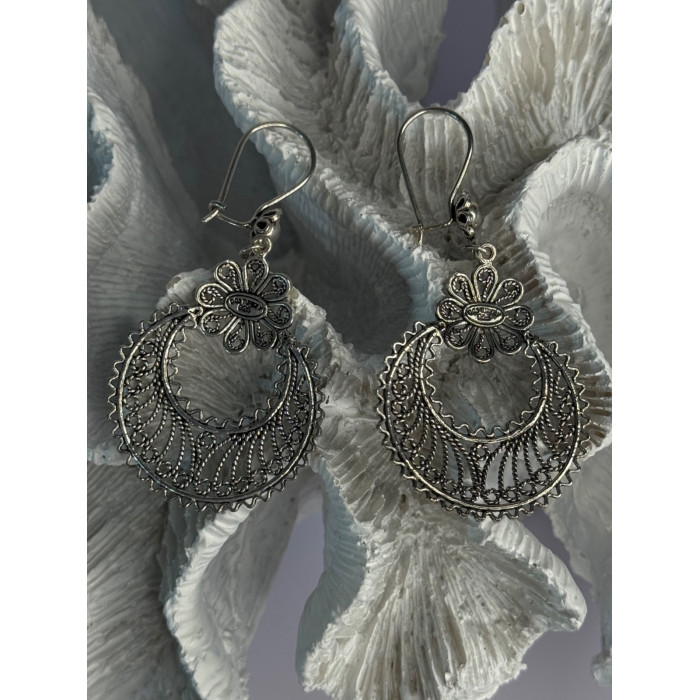 Vintage 925 Sterling Silver Designer Dgs Turkey Flower Filigree Length 2.30 Inch